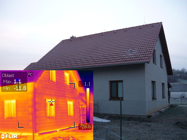 Příklad rodinného domu, pro který jsme prováděli měření termokamerou