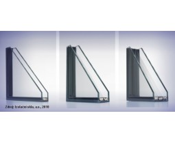 Izolační dvojsklo (vlevo) a skla Heat Mirror (uprostřed a vpravo)